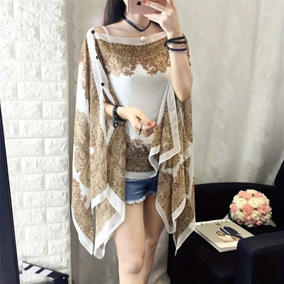 Zahara™ – Boho Chiffon Beach Wrap with Floral Print
