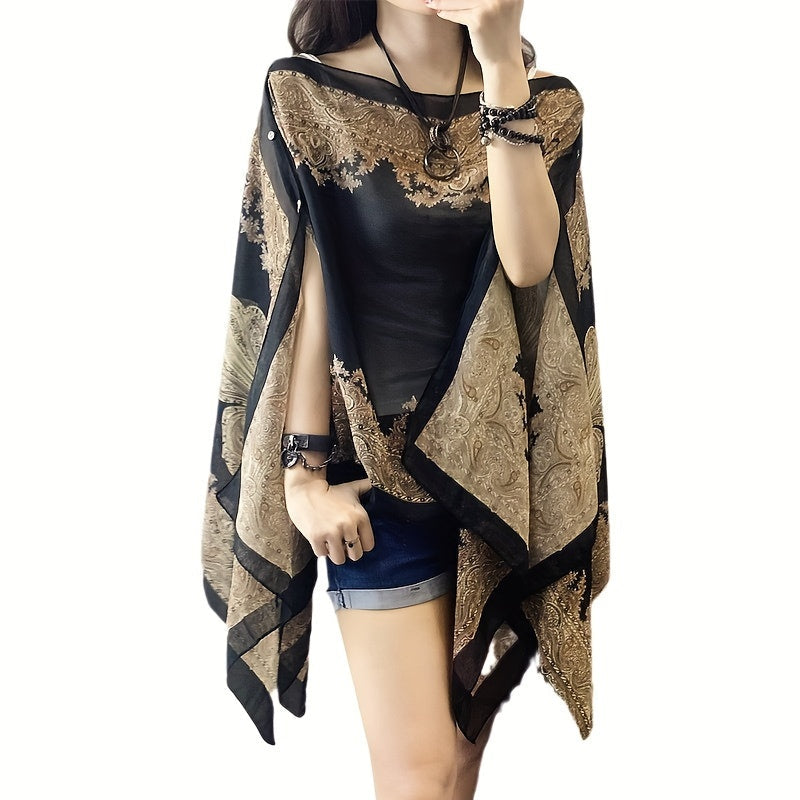 Zahara™ – Boho Chiffon Beach Wrap with Floral Print