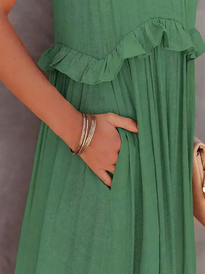 Emilia - Halterneck Ruffle Maxi Dress
