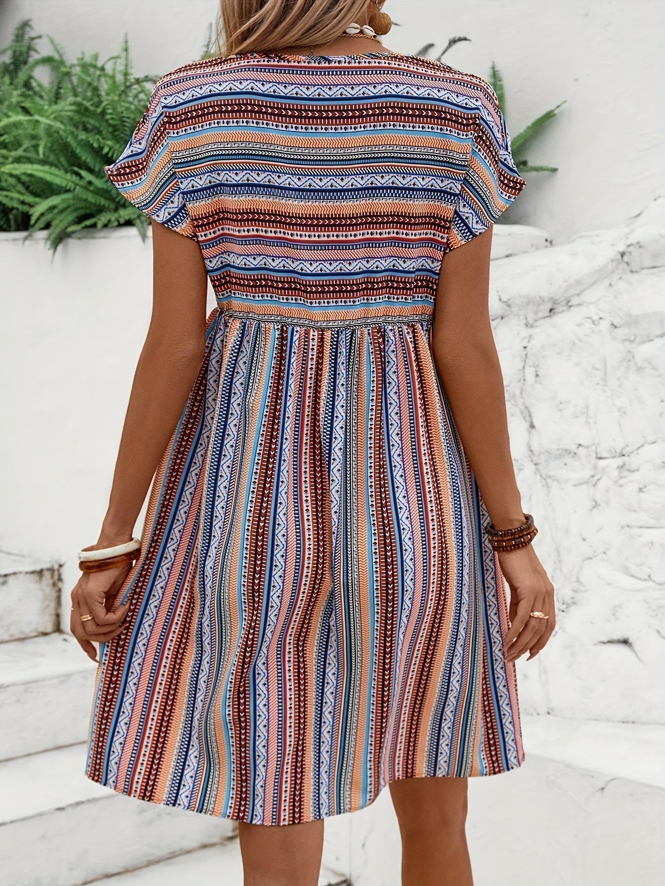 Agnes - Striped Boho Style Dress