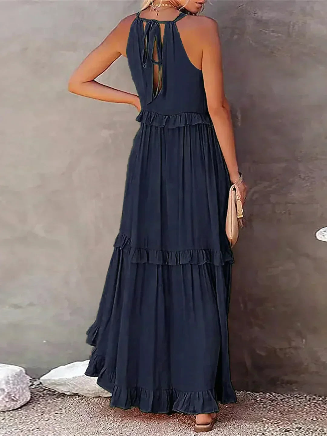 Emilia - Halterneck Ruffle Maxi Dress