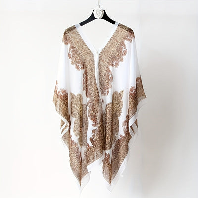 Zahara™ – Boho Chiffon Beach Wrap with Floral Print