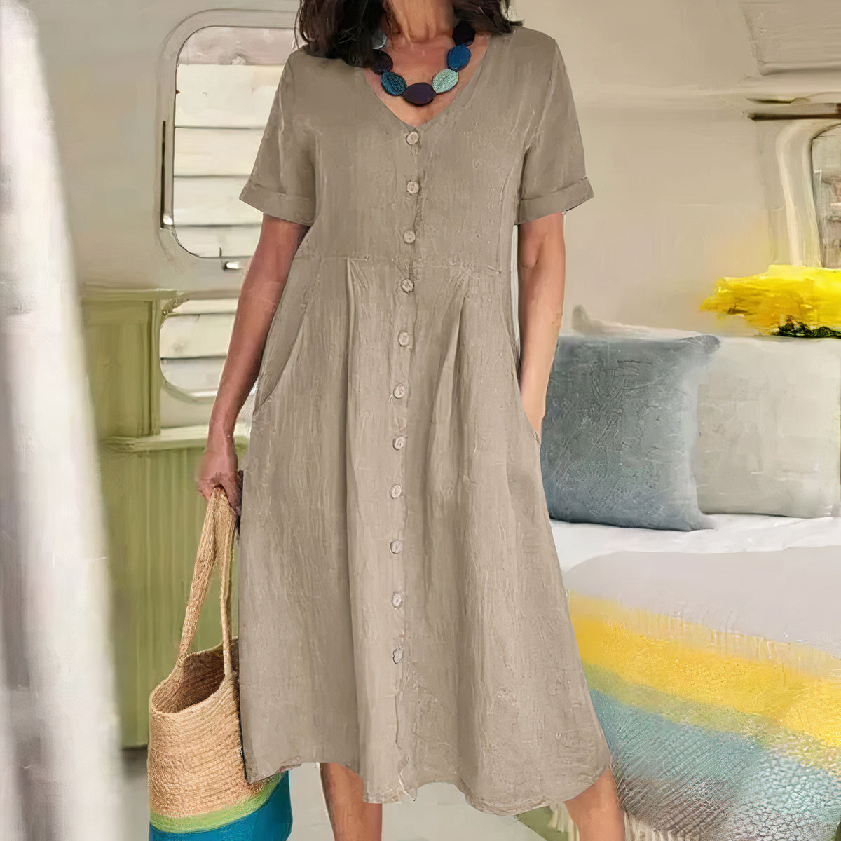 Yasmin - Effortless Button Dress