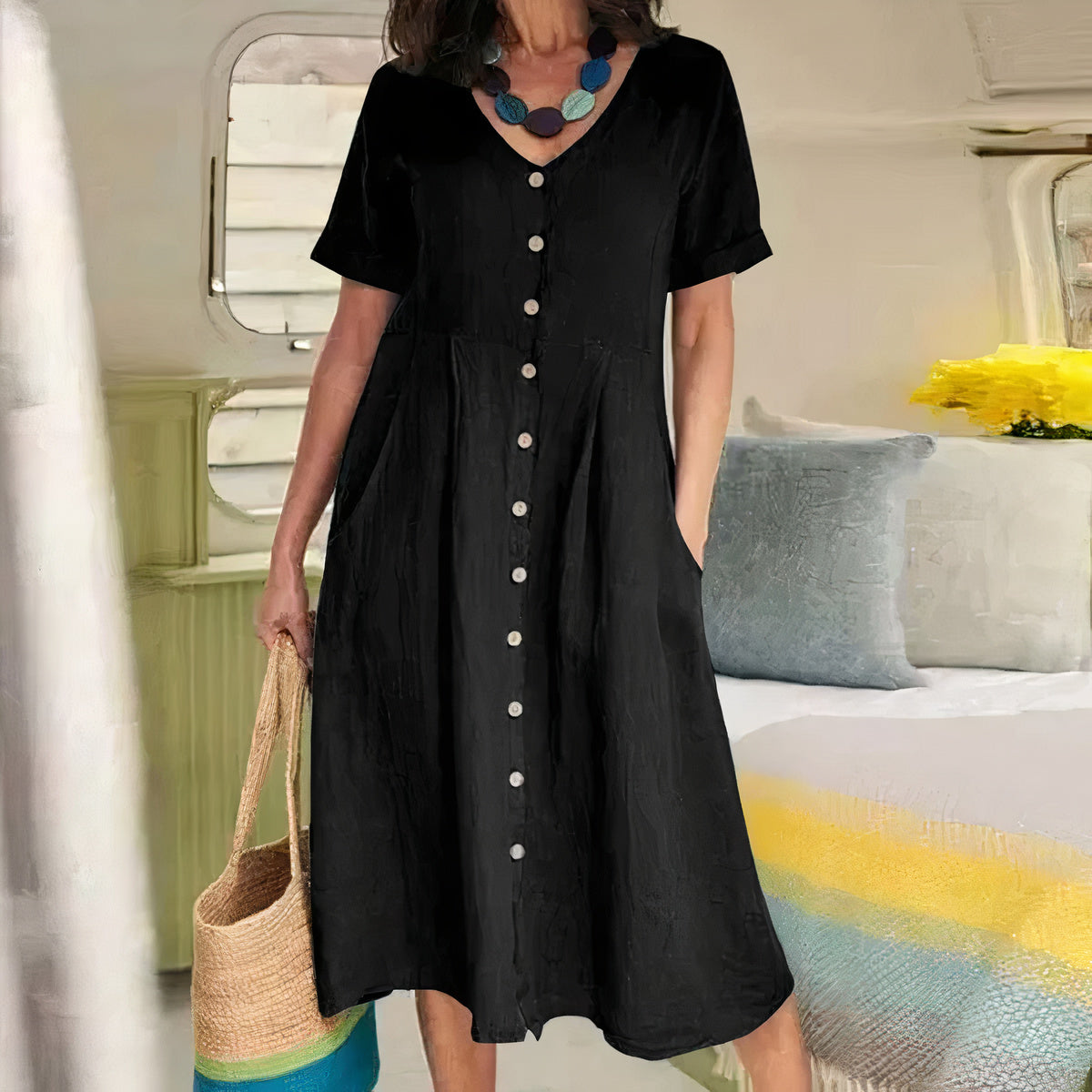 Yasmin - Effortless Button Dress