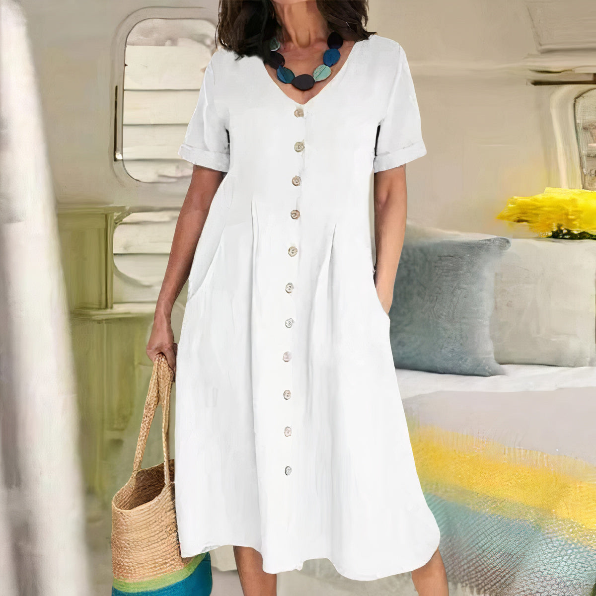 Yasmin - Effortless Button Dress