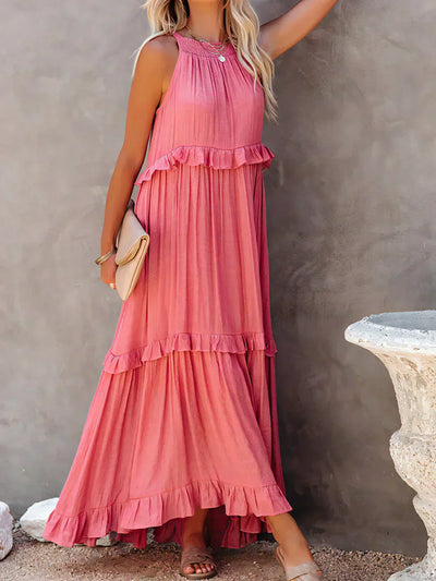 Emilia - Halterneck Ruffle Maxi Dress