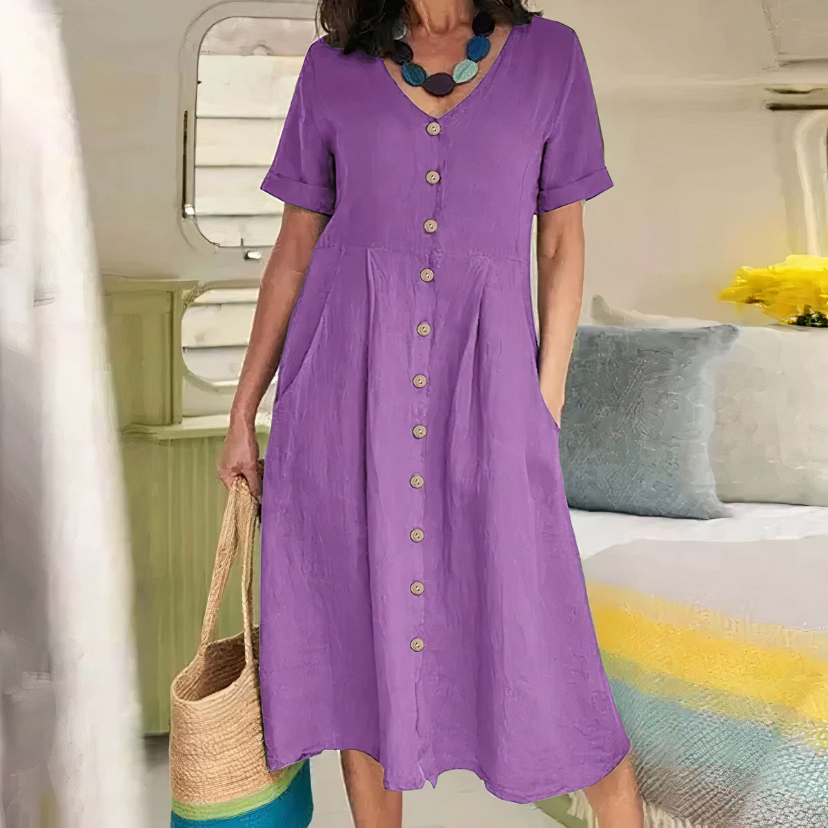 Yasmin - Effortless Button Dress