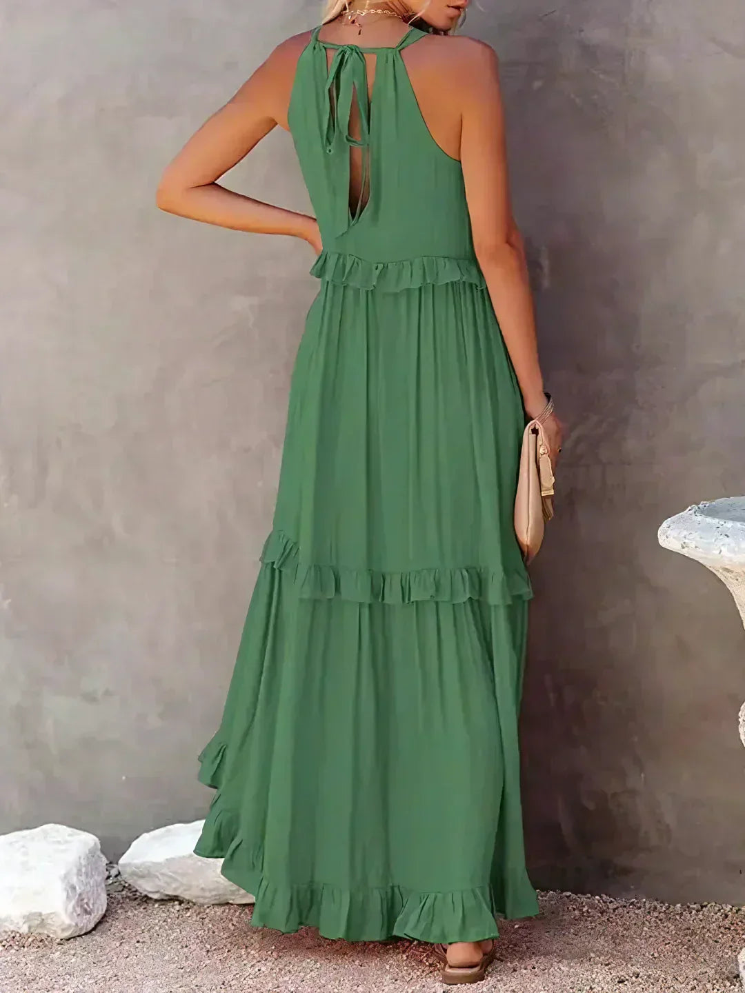 Emilia - Halterneck Ruffle Maxi Dress