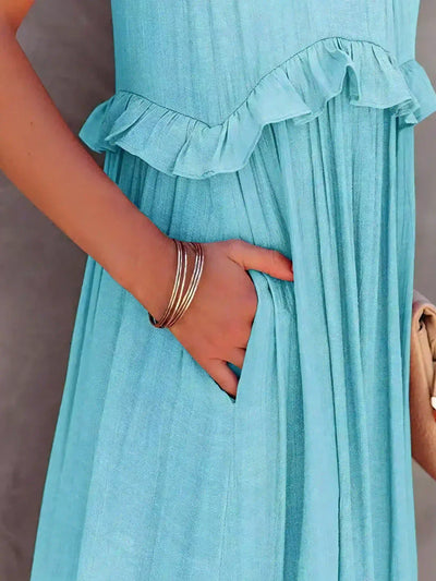 Emilia - Halterneck Ruffle Maxi Dress