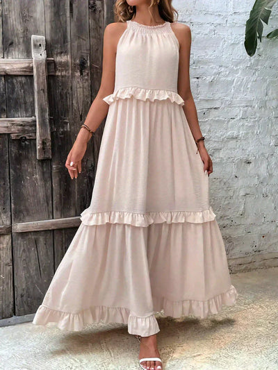 Emilia - Halterneck Ruffle Maxi Dress
