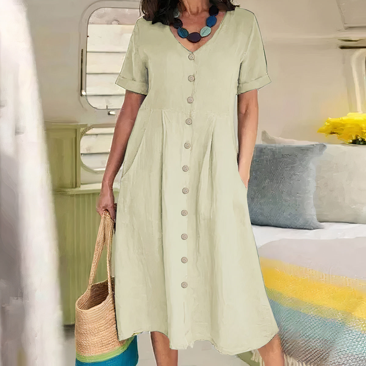 Yasmin - Effortless Button Dress