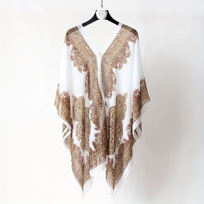 Zahara™ – Boho Chiffon Beach Wrap with Floral Print