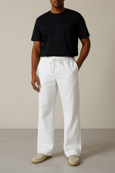 Leandro – Elegant Linen Trousers with Drawstring