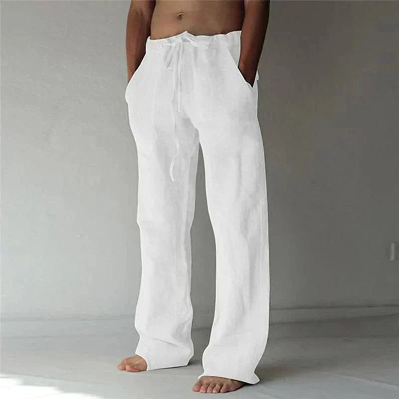 Leandro – Elegant Linen Trousers with Drawstring