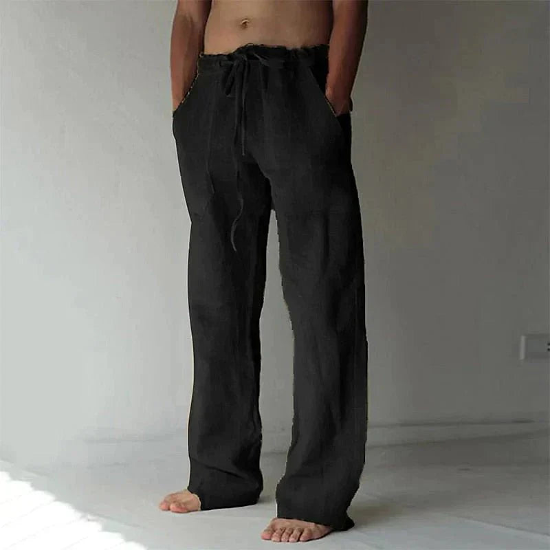 Leandro – Elegant Linen Trousers with Drawstring