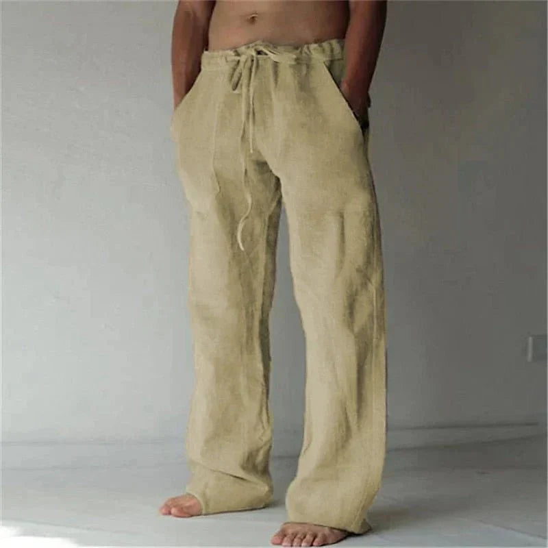 Leandro – Elegant Linen Trousers with Drawstring