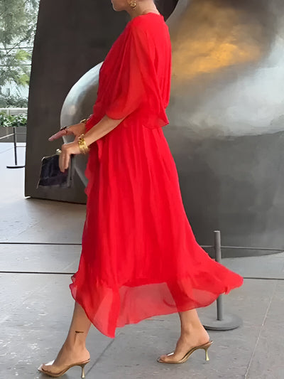 Monica™ | Chiffon Dress with V-Neck